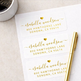 Minimal Gold Heart Script Signature Name  Etiket