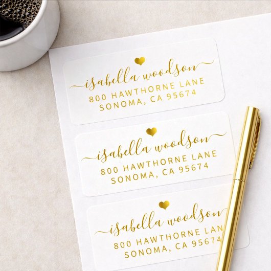Minimal Gold Heart Script Signature Name  Etiket