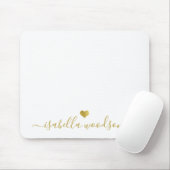 Minimal Gold Heart Script Signature Name  Muismat (Met muis)