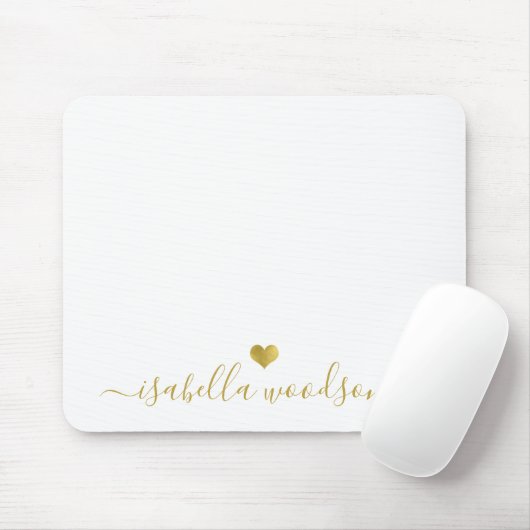 Minimal Gold Heart Script Signature Name  Muismat (Met muis)