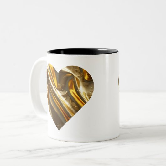 Minimal Gold Heart Shirt - Romantisch en stijlvol Tweekleurige Koffiemok (Voorkant links)