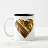 Minimal Gold Heart Shirt - Romantisch en stijlvol  Tweekleurige Koffiemok (Links)