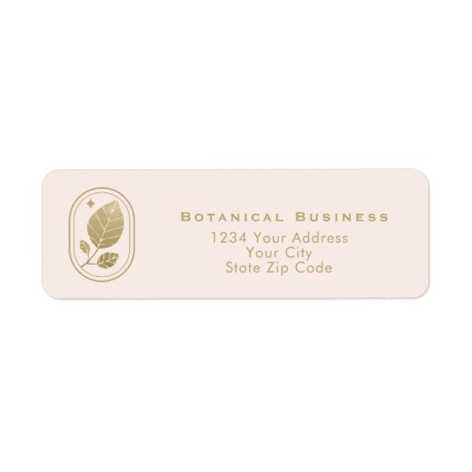 Minimal Gold Leaf Botanical Soft Pink Adres Etiket (Voorkant)