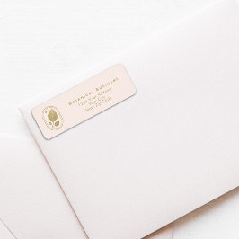Minimal Gold Leaf Botanical Soft Pink Adres Etiket