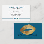 Minimal Gold Lips Visitekaartje voor make-up artie (Voorkant / Achterkant)