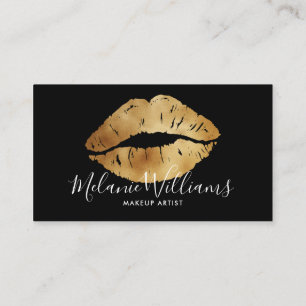 Minimal Gold Lips Visitekaartje voor make-up artie