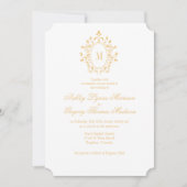 Minimal Gold Monogram Wedding Invitation Kaart (Voorkant)