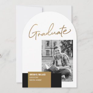 Minimal Gold Script Afstuderen Foto Afstuderen Kaart