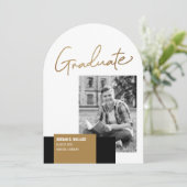 Minimal Gold Script Afstuderen Foto Afstuderen Kaart (Staand voorkant)