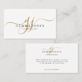 Minimal Gold Script Monogram Consultant Visitekaartje (Voorkant / Achterkant)
