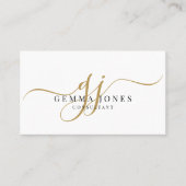 Minimal Gold Script Monogram Consultant Visitekaartje (Voorkant)