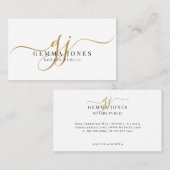Minimal Gold Script Monogram Notary Public Visitekaartje (Voorkant / Achterkant)