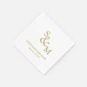 Minimal Gold Script Monogram Wedding Servet (Hoek)
