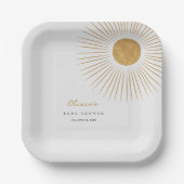 Minimal Gold Sunshine Baby shower Papieren Borden Papieren Bordje (Voorkant)