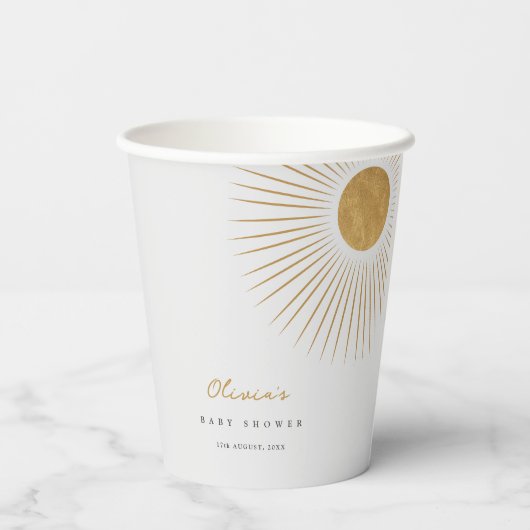 Minimal Gold Sunshine Baby showers papieren bekers (Achterkant)