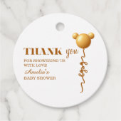 Minimal Gold Teddy Balloon Thank You  Bedankjes Labels (Voorkant)
