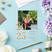 Minimal Gold Typography Foto Afstuderen Acryl Uitnodigingen (Insitu (Huwelijk))