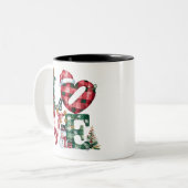 Minimal Golden Christmas Tree Card | Elegant Holid Tweekleurige Koffiemok (Voorkant links)