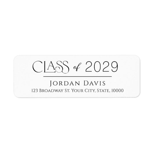 Minimal Graceful Class of 2025 Afstudeerder Retour Etiket (Voorkant)