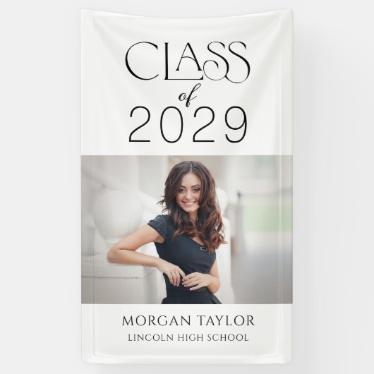 Minimal Graceful Elegance Class of 2025 Foto Afstu Spandoek (Verticaal)
