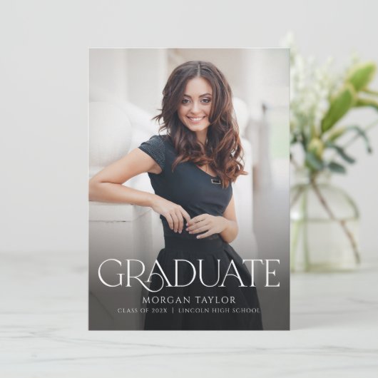 Minimal Graceful Elegance Foto Afstudeerder Aankon Kaart (Staand voorkant)