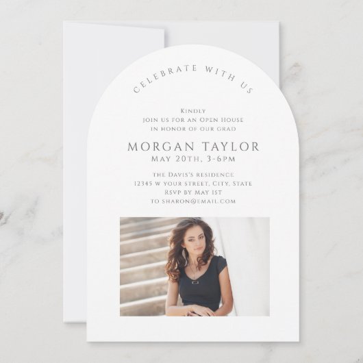 Minimal Graceful Name Arch Photo Afstuderen Kaart (Achterkant)