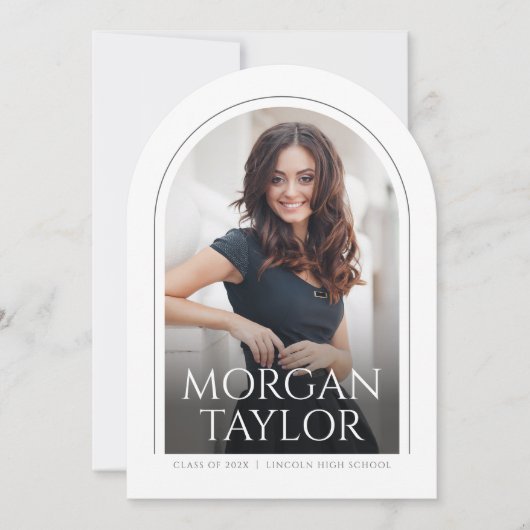 Minimal Graceful Name Arch Photo Afstuderen Kaart (Voorkant)