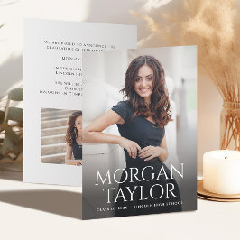 Minimal Graceful Name Foto Afstudeerder Aankondigi Kaart