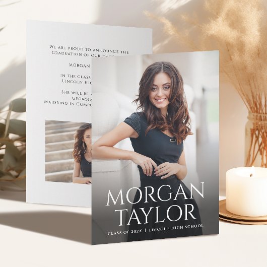 Minimal Graceful Name Foto Afstudeerder Aankondigi Kaart