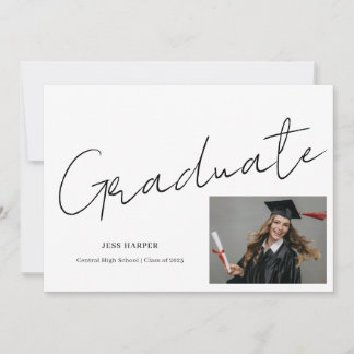 Minimal Graduate Photo High School Graduation Kaart