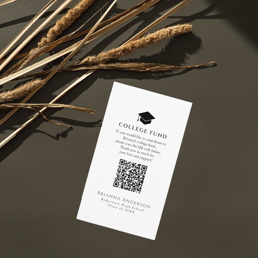 Minimal Graduation Cap College Fund Informatiekaartje