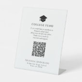 Minimal Graduation Cap College Fund Reclamebord Met Voetstuk (Voorkant)