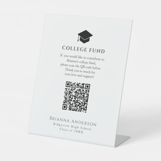Minimal Graduation Cap College Fund Reclamebord Met Voetstuk (Voorkant)