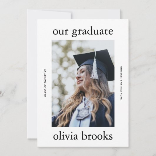 Minimal Graduation Photo Card | Custom College (Voorkant)