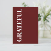 Minimal GRATEFUL | Deep Red Holiday Greeting Kaart (Staand voorkant)