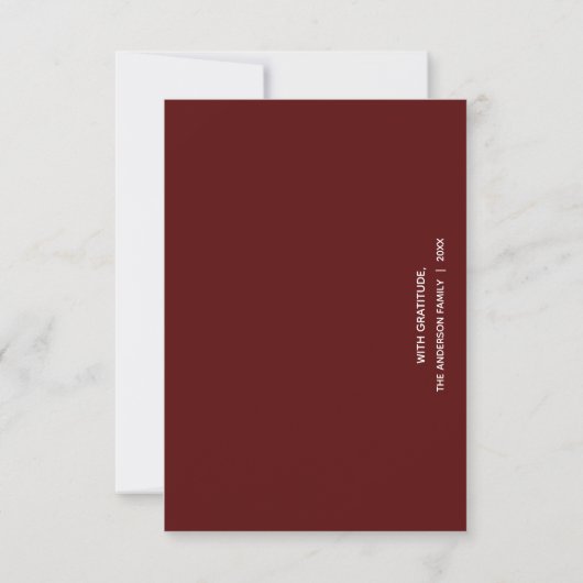 Minimal GRATEFUL | Deep Red Holiday Greeting Kaart (Achterkant)