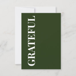 Minimal GRATEFUL | Forest Green Holiday Greeting Kaart