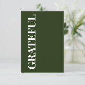Minimal GRATEFUL | Forest Green Holiday Greeting Kaart (Staand voorkant)