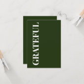 Minimal GRATEFUL | Forest Green Holiday Greeting Kaart (Voorkant / Achterkant in situ)
