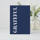 Minimal GRATEFUL | Navy Blue Holiday Greeting Kaart (Staand voorkant)
