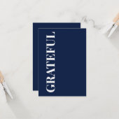 Minimal GRATEFUL | Navy Blue Holiday Greeting Kaart (Voorkant / Achterkant in situ)