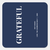 Minimal GRATEFUL | Navy Blue Holiday Vierkante Sticker (Voorkant)