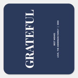 Minimal GRATEFUL | Navy Blue Holiday Vierkante Sticker