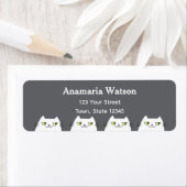 Minimal Gray Cat Return Address Etiket (Insitu)
