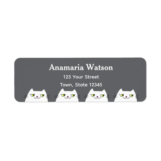 Minimal Gray Cat Return Address Etiket (Voorkant)