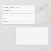 Minimal Gray Dental Appointment Card Afsprakenkaartje (Voorkant / Achterkant)