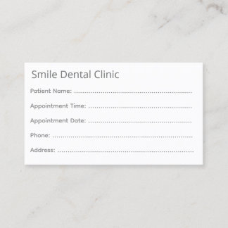 Minimal Gray Dental Appointment Card Afsprakenkaartje