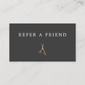 Minimal Gray Faux Gold Scissors Hair Stylist Visitekaartje (Voorkant)