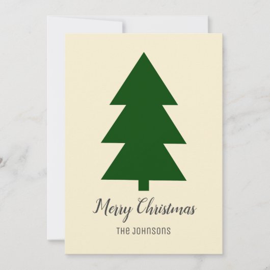 Minimal Green Beige Kerstboom Clean Simple Bedankkaart (Voorkant)