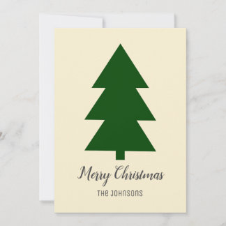 Minimal Green Beige Kerstboom Clean Simple Bedankkaart